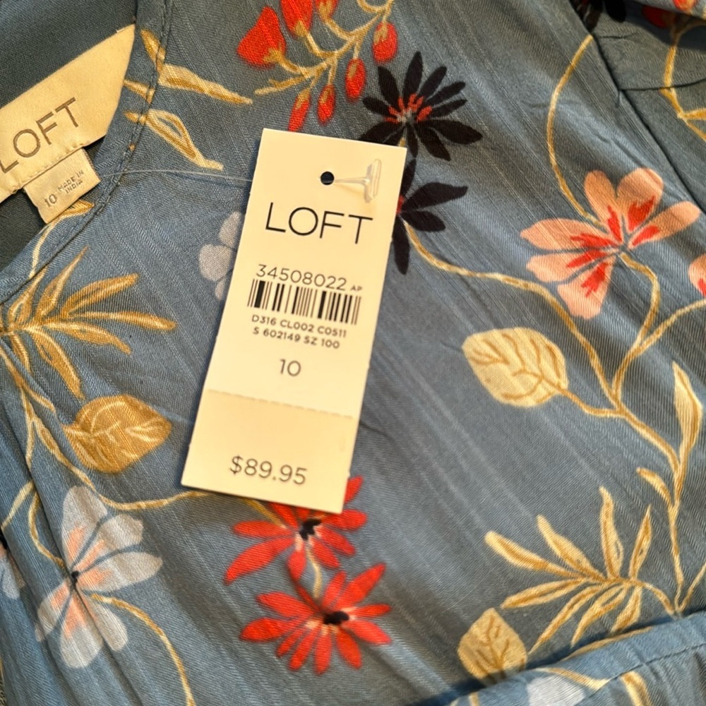 LOFT l Floral Blue Dress - Picture 5 of 5